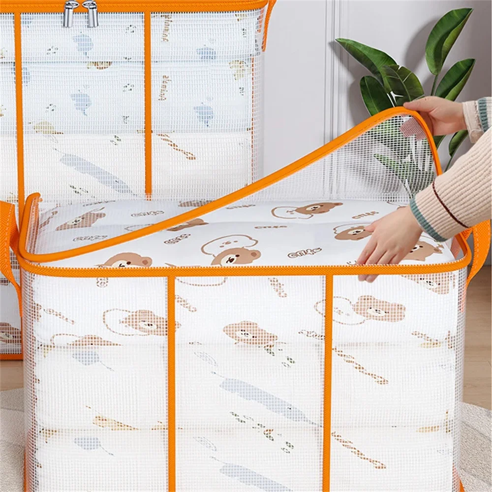 Extra große Aufbewahrungstasche mit Griff – tragbare Tasche zur Organisation von Kleidung und Bettdecken mit Fenster, robustes Polyestermaterial, geeignet für – Detail 10