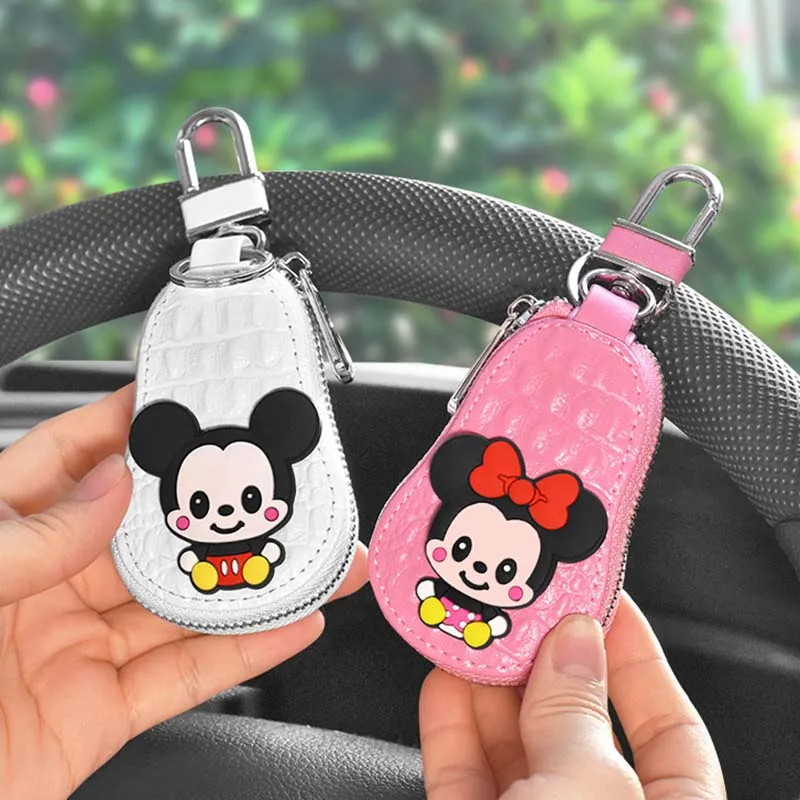 Disney Cartoon Mickey Minnie Mouse PU Leather portachiavi da donna portachiavi per auto portachiavi di alta qualità