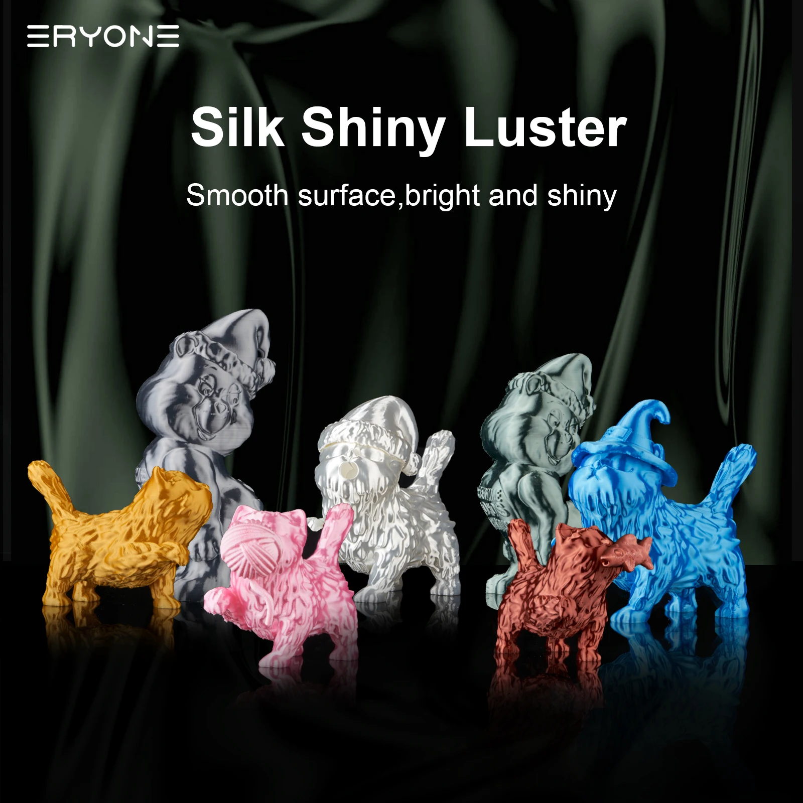 ERYONE 5kg Silk Filament PLA+ 1.75mm Shiny Premium Gold/Silver 1kg Spool Compatible with Most 3D Printers