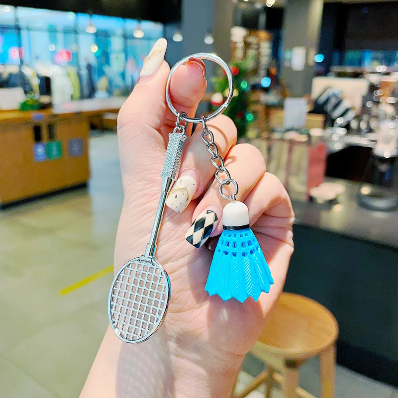 Metal Badminton Keychain para entusiastas, chaveiro do carro de luxo, pingente de corrente anel, novo design, presente legal