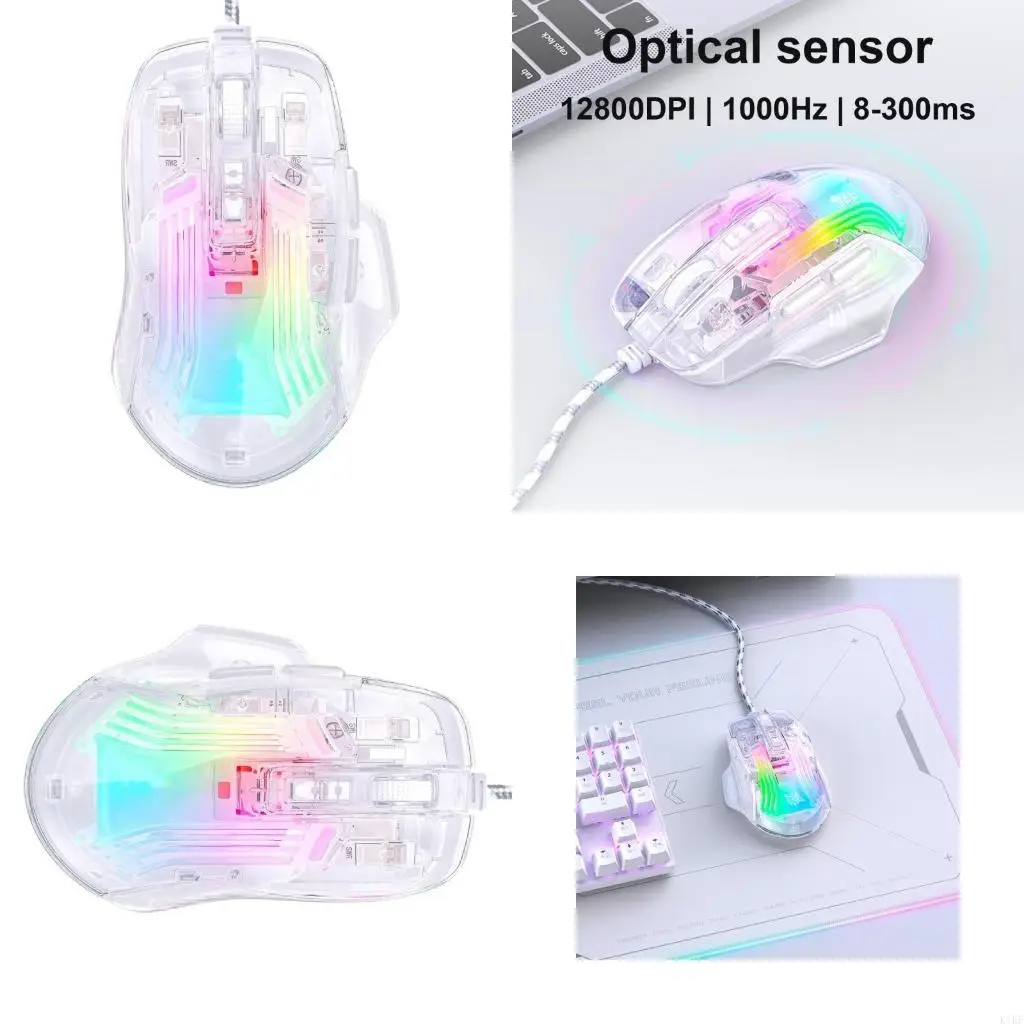 

USB Gamings Mouse Cord 6 Adjust 12800DPI 7 Programmable Button Breathing Light Ergonomics Game Mouse K1KF
