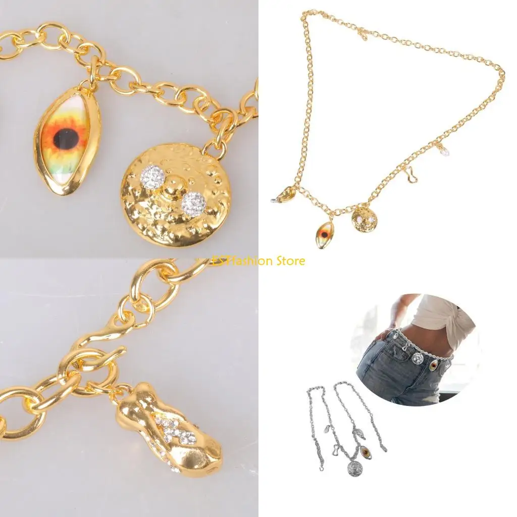 

Y5GC регулируемый аксессуар на талию для женщин, металлическая цепочка для тела «глаз дьявола», модные украшения, украшение на