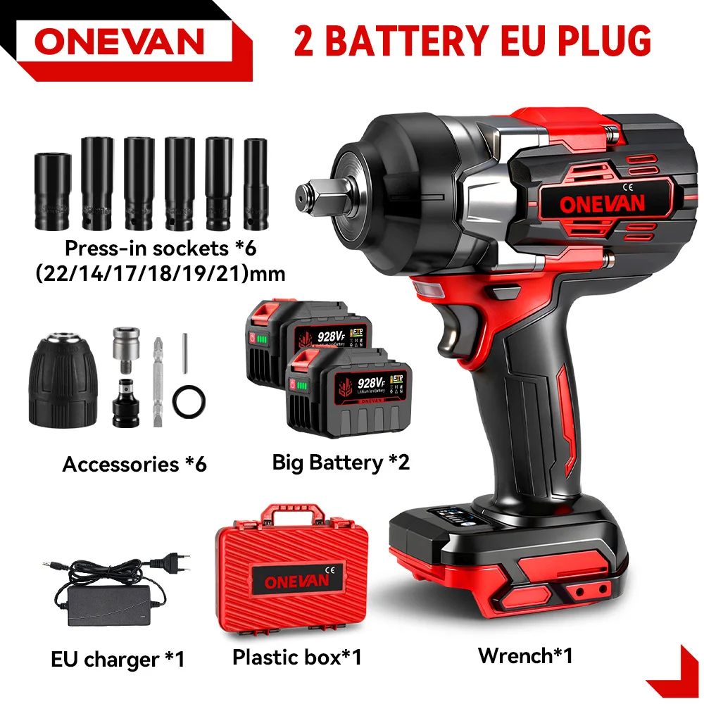 ONEVAN 2800N.M Akku-slagmoersleutel, draadloos, voor autoreparatie, demontage, schroevendraaier, elektrisch gereedschap, geschikt voor Makita accu.