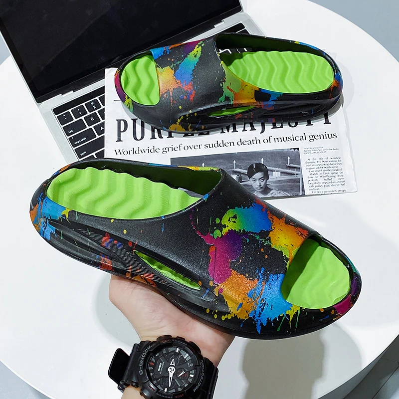 

Men's Beach Sandals Eva Slippers Mens Thick Platform Indoor Home Slides Women Outdoor Lightweight Non Slip Bathroom Flip Flops