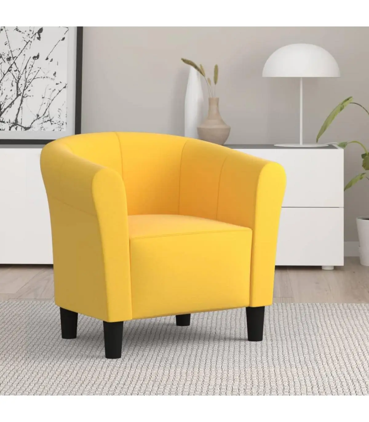 Yellow fabric armchairs