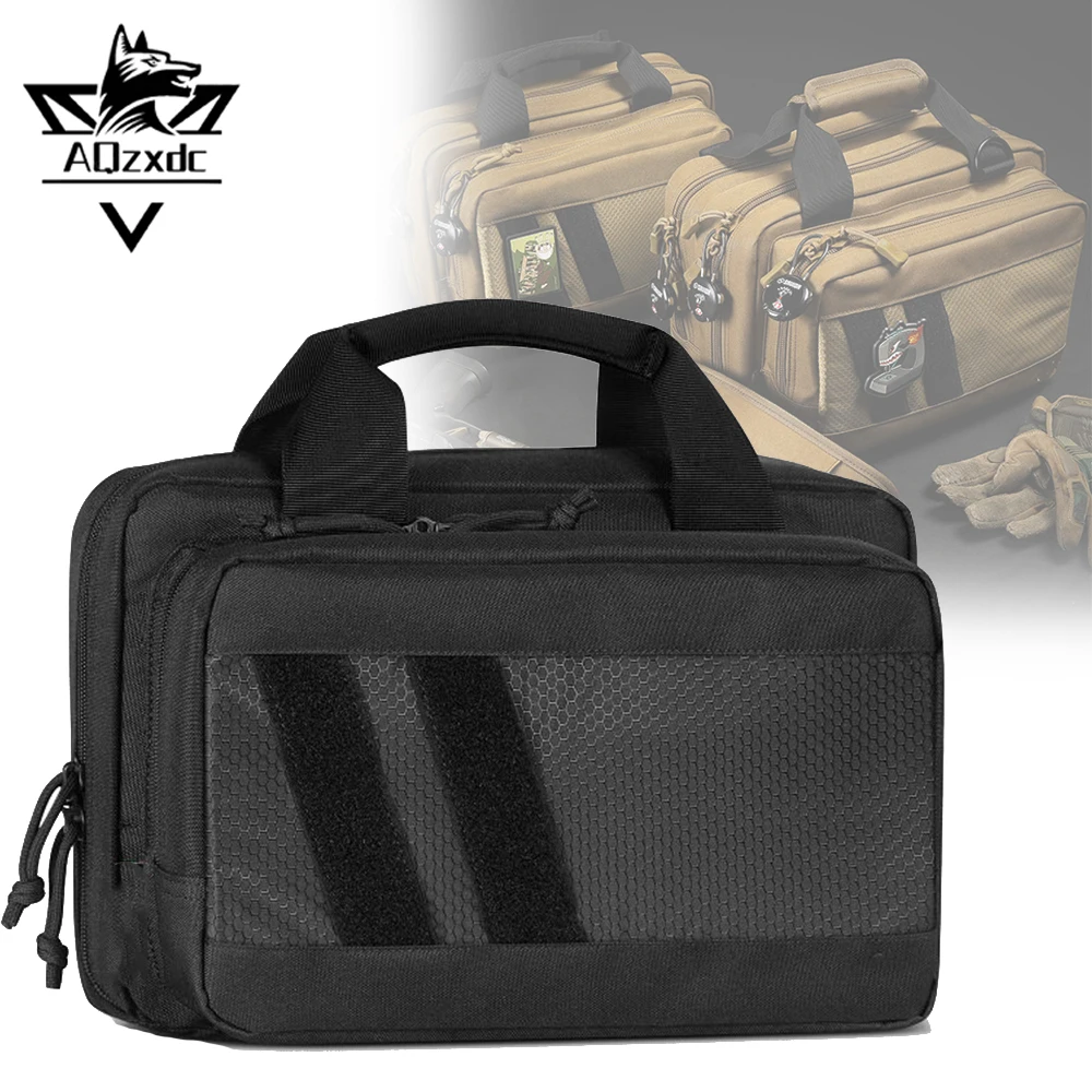 

Tactical Pistol Bag Mini Range Dual Pistol Handgun Revolver Hunting Packet with Lockable Zippers CS Hunting Shooting Equipment