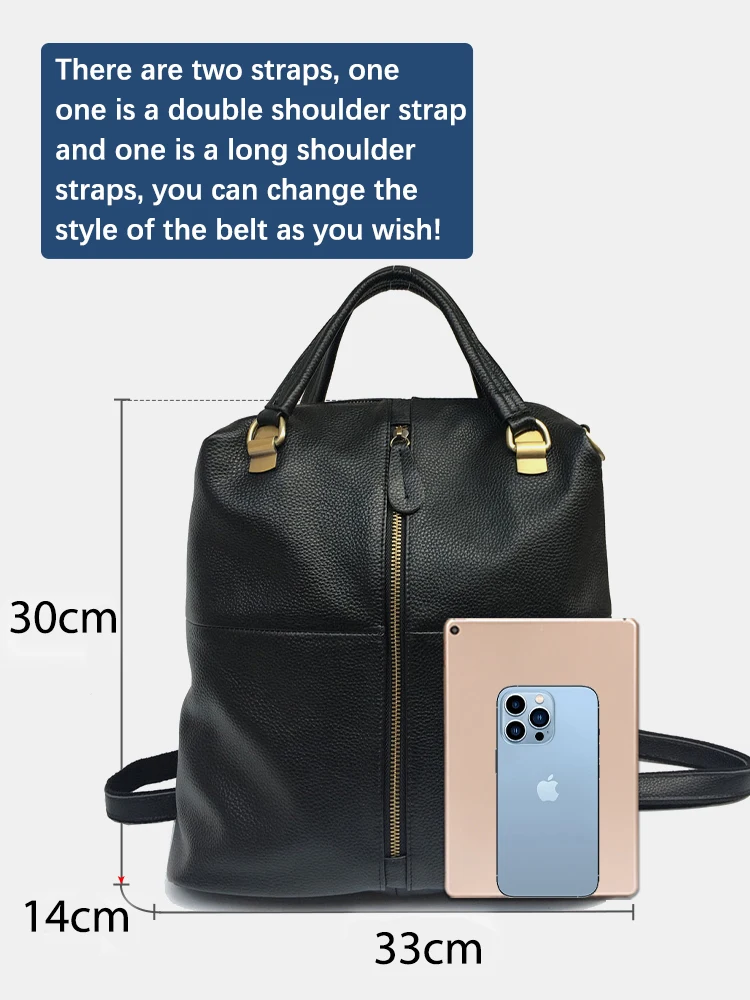 Zency Vintage Women\'s Genuine Leather Outdoor Backpacks Anti-Theft Large School Bag Designer Travel Satchel Shoulder Crossbody