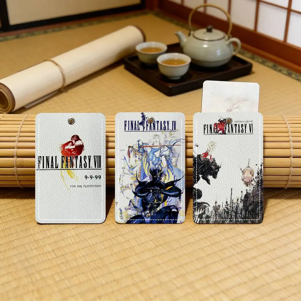 Vintage F-Final Game Fantasy VIII   Stylish Leather Card Holder Keychain  Travel-Friendly Case for Essentials