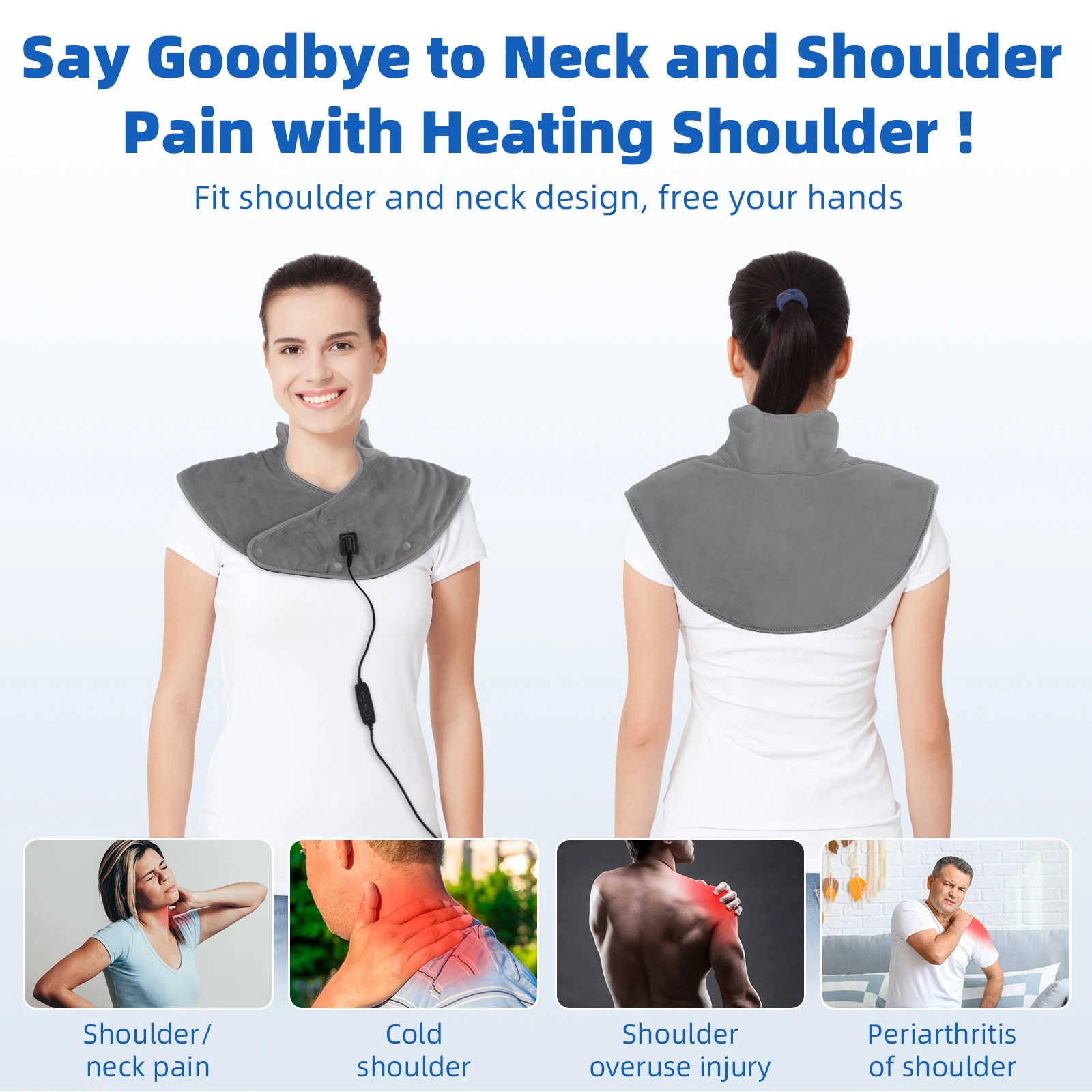 Electric Heating Shoulder Pad Massager for Neck Cervical Brace Wrap Thermal Compress Relieve Fatigue Warm Back Brace Tool