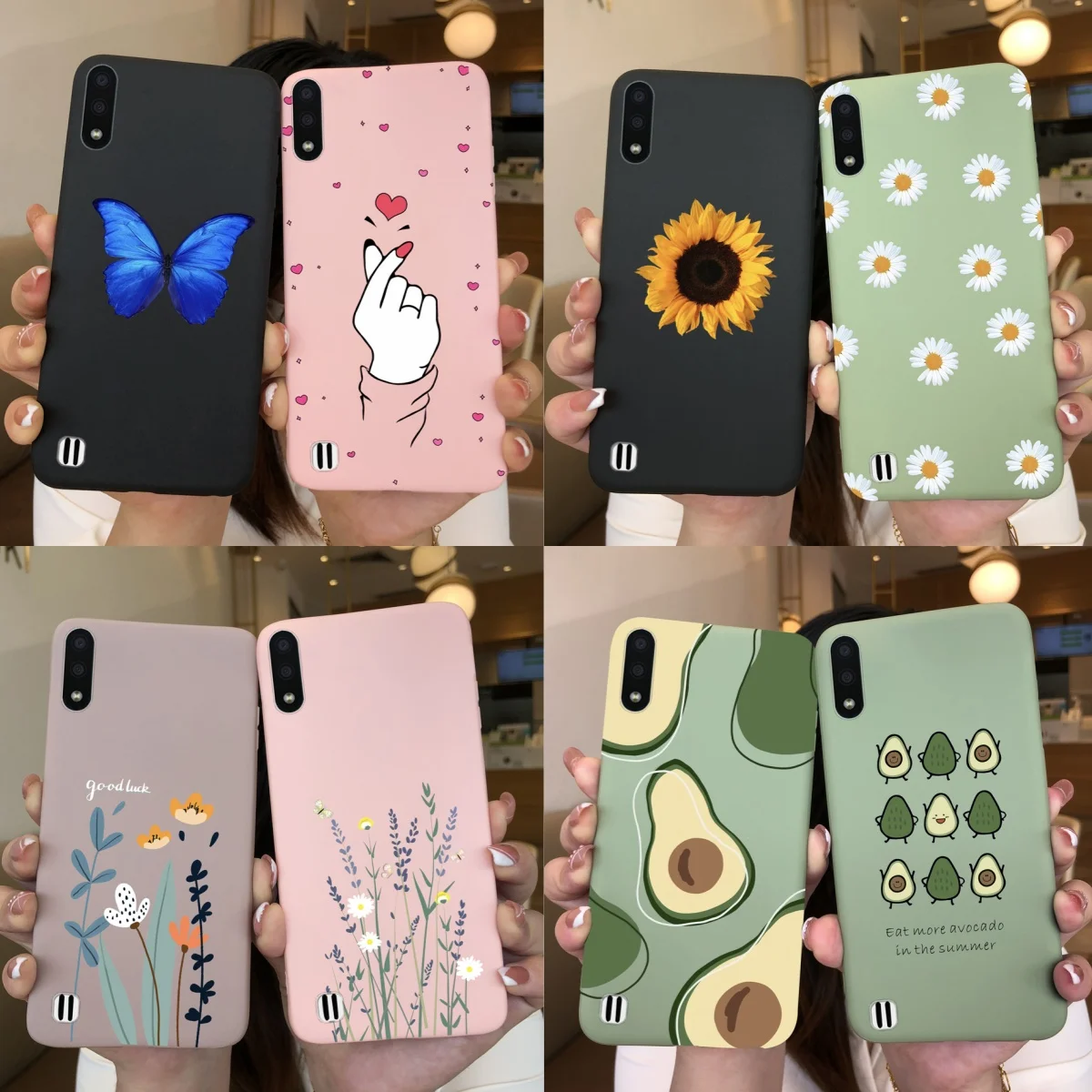 For Samsung Galaxy A01 M01 Core Phone Case Leisure Flower Soft Matte Silicone Anti Drop Painted Back Cover For Samsung A01 Funda