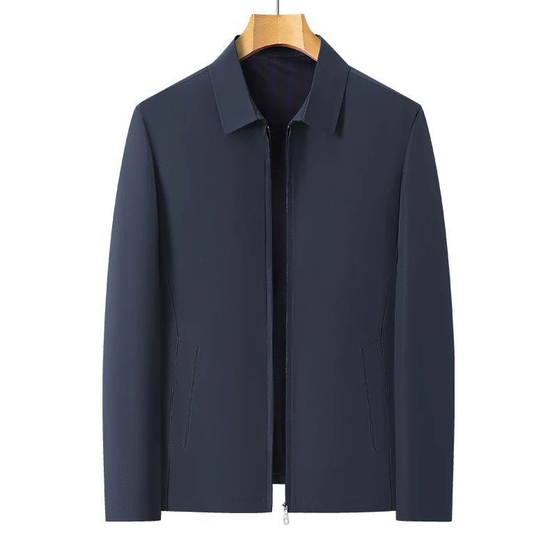 

Spring and Autumn Men Business Jacket Solid New Fashion Stand Collar Smart Casual Classic Luxury Jacket Brand Outerwear & Coats
