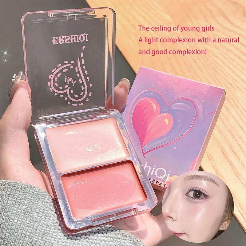 Water light two-color blush cream naturally brightens three-dimensional rouge palette for eyes and cheeks, dual-purpose