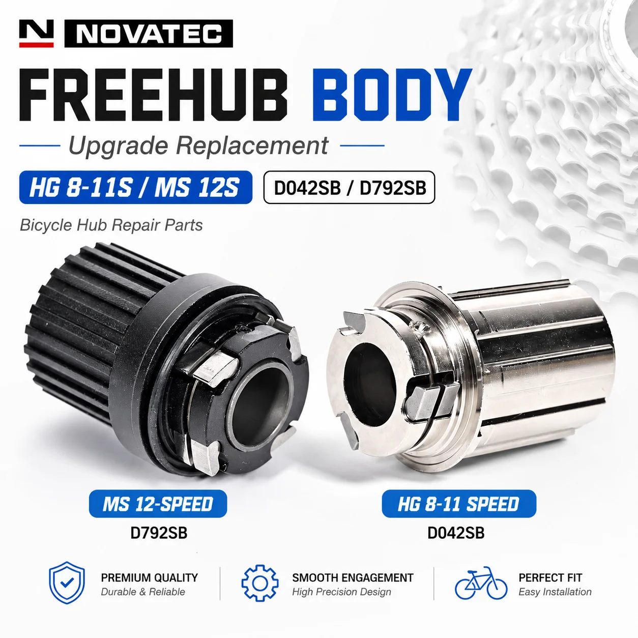 Freehub Novatec D042SB D792SB HG 8-11V MS 12V Micro Spline Para D412SB Corpo de Cassete Peça de Reparo Cubo Bicicleta