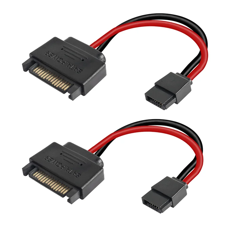 2Pcs SATA 15Pin Male To 6Pin SATA Cable SATA 15 Pin To 6 Pin Power Adapter Cable for Notebook CDROM 6Pin Adapter Cable