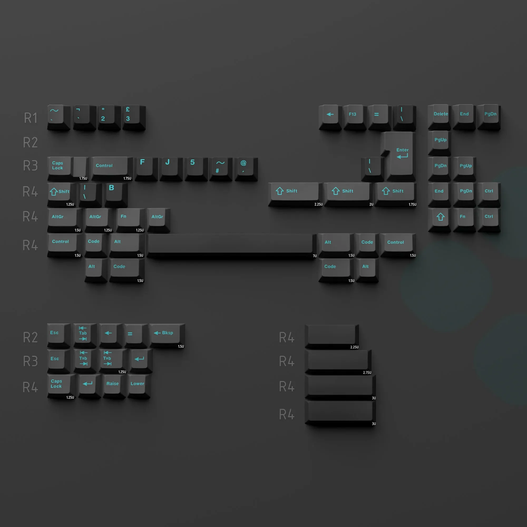 ارتفاع المحيط الأصلي لونين حقن صب 186 keycap PBT مجموعة كاملة