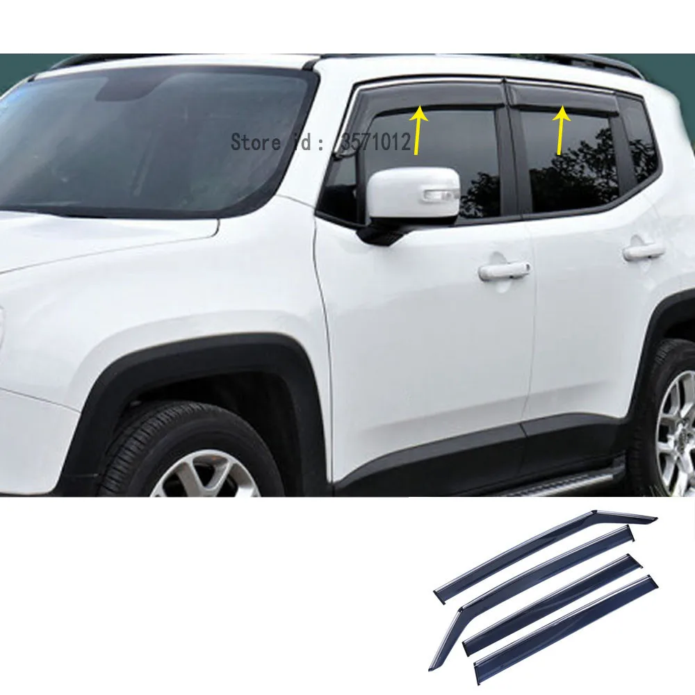 

For Jeep Renegade 2016 2017 2018 2019 2020 2021 Stick Lamp Plastic Window Glass Wind Visor Rain/Sun Guard Vent Styling Molding