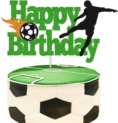 Football Cake Topper Boy Girl Soccer Happy Birthday Cupcake Toppers Party Dessert Wedding Decoration Baby Shower Baking Supplies