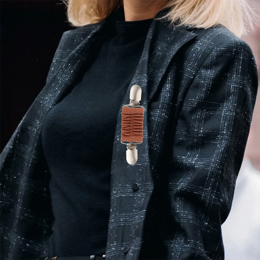 

2Pcs Chic Sweater Clips High Elasticity Dress Cincher Scarf Shawl Brooch Cardigan Accessories for Casual and Formal Wear