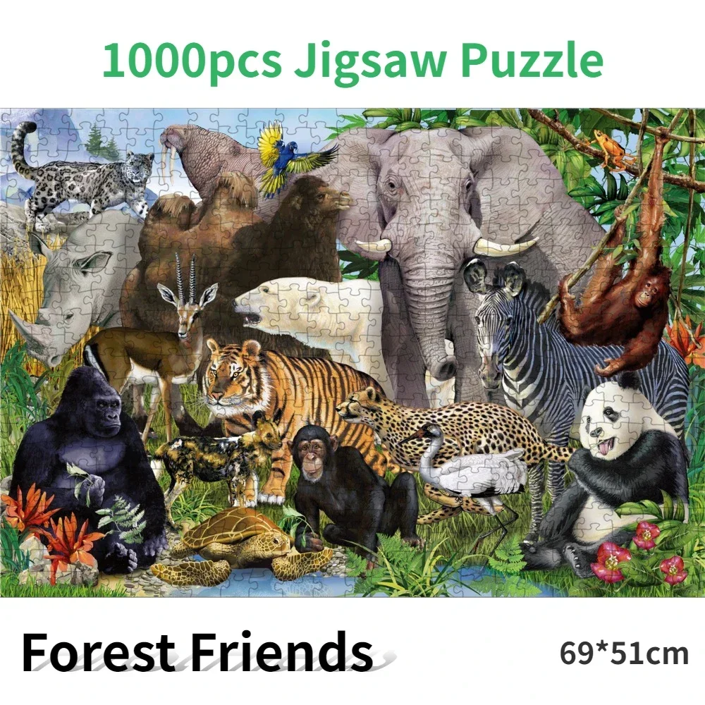 

69*51cm 1000 Pieces Paper Jigsaw Puzzles Adult Forest Friends Painting Puzzles Decorative Paintings Variety Styles