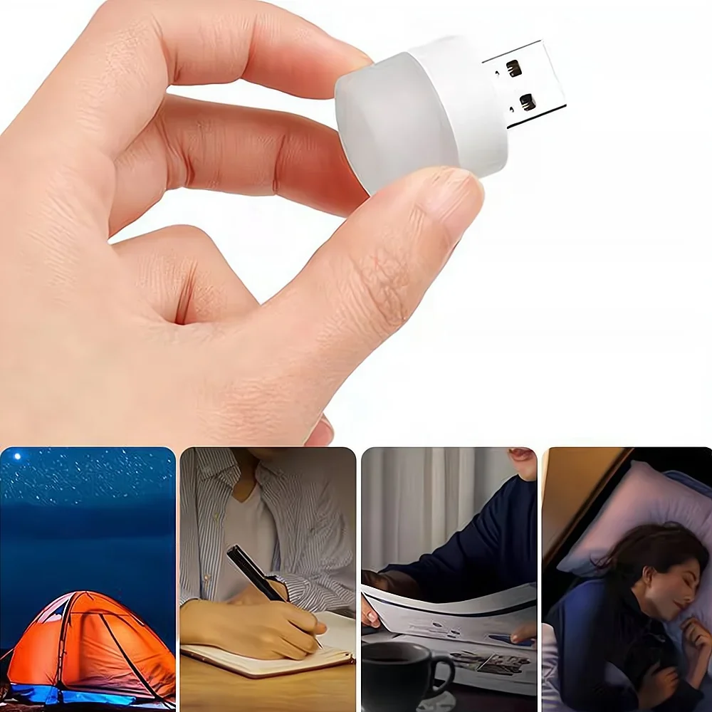 Round USB Plug Charging Lamp LED Computer Mobile Power Small Book Protection Reading Night Light Illumination Birthday Present