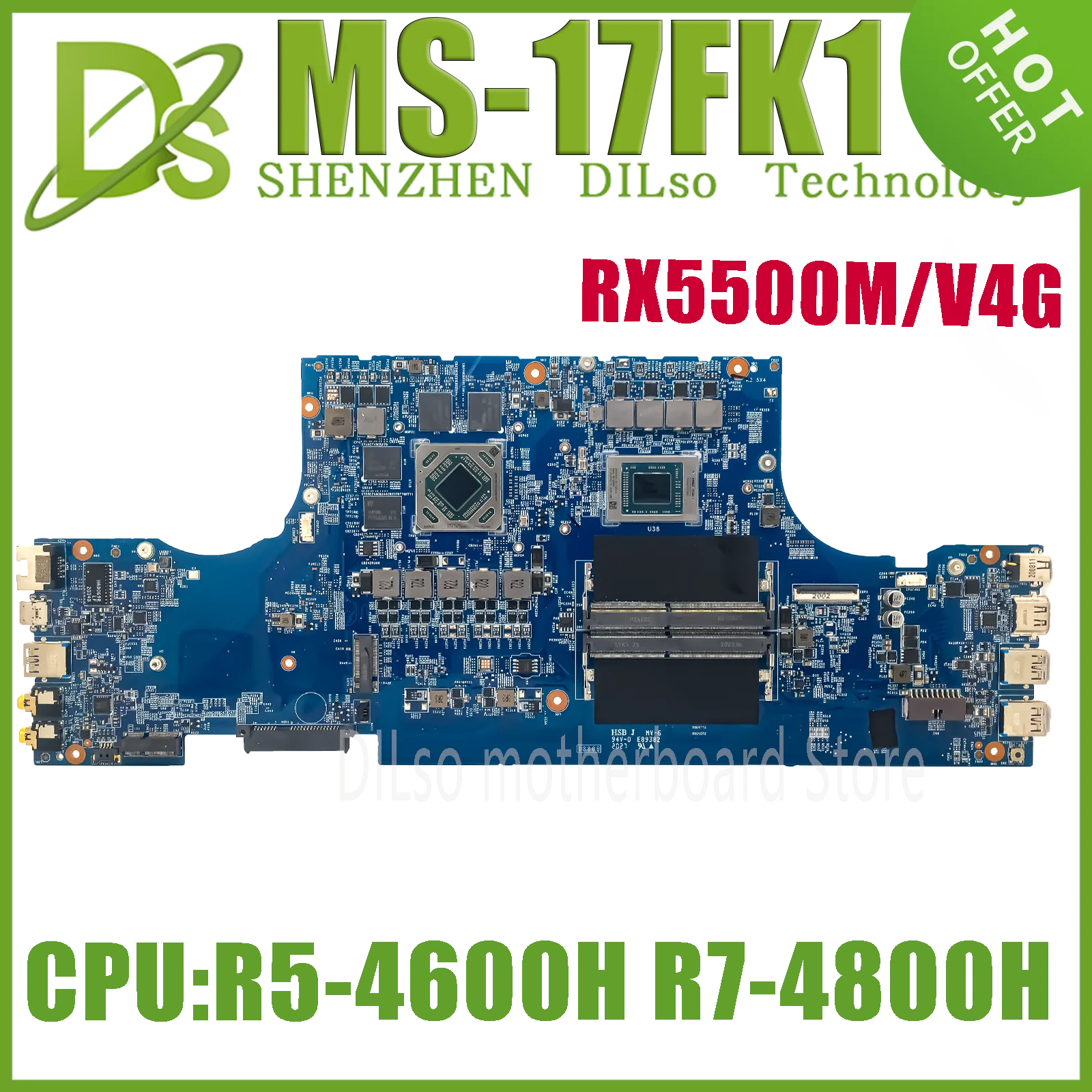 

KEFU MS-17FK1 Mainboard For BRAVO 17 A4DDR MS-17FK MS-17FK1 Laptop Motherboard W/R7-4800H R5-4600H RX5300M-V3G RX5500M-V4G