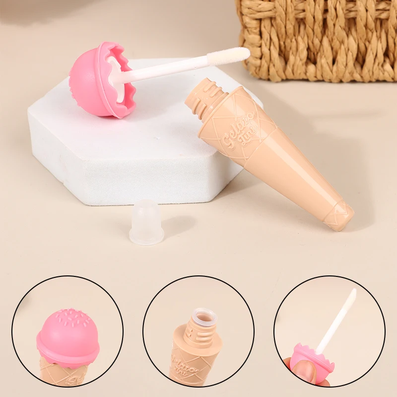 

10ml Summer Ice Cream Empty Lip Gloss Tube Refillable Lip Balm Tube Cosmetic Packaging Material Makeup DIY Lip Glaze Container