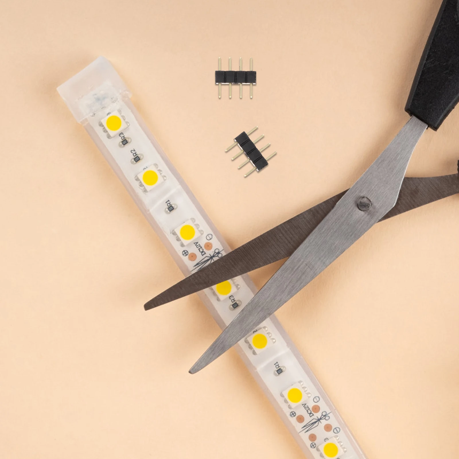 

200 Pcs Round Needle Electrical Pin Connectors Separate Led Strip Lights Copper Header Male Headers