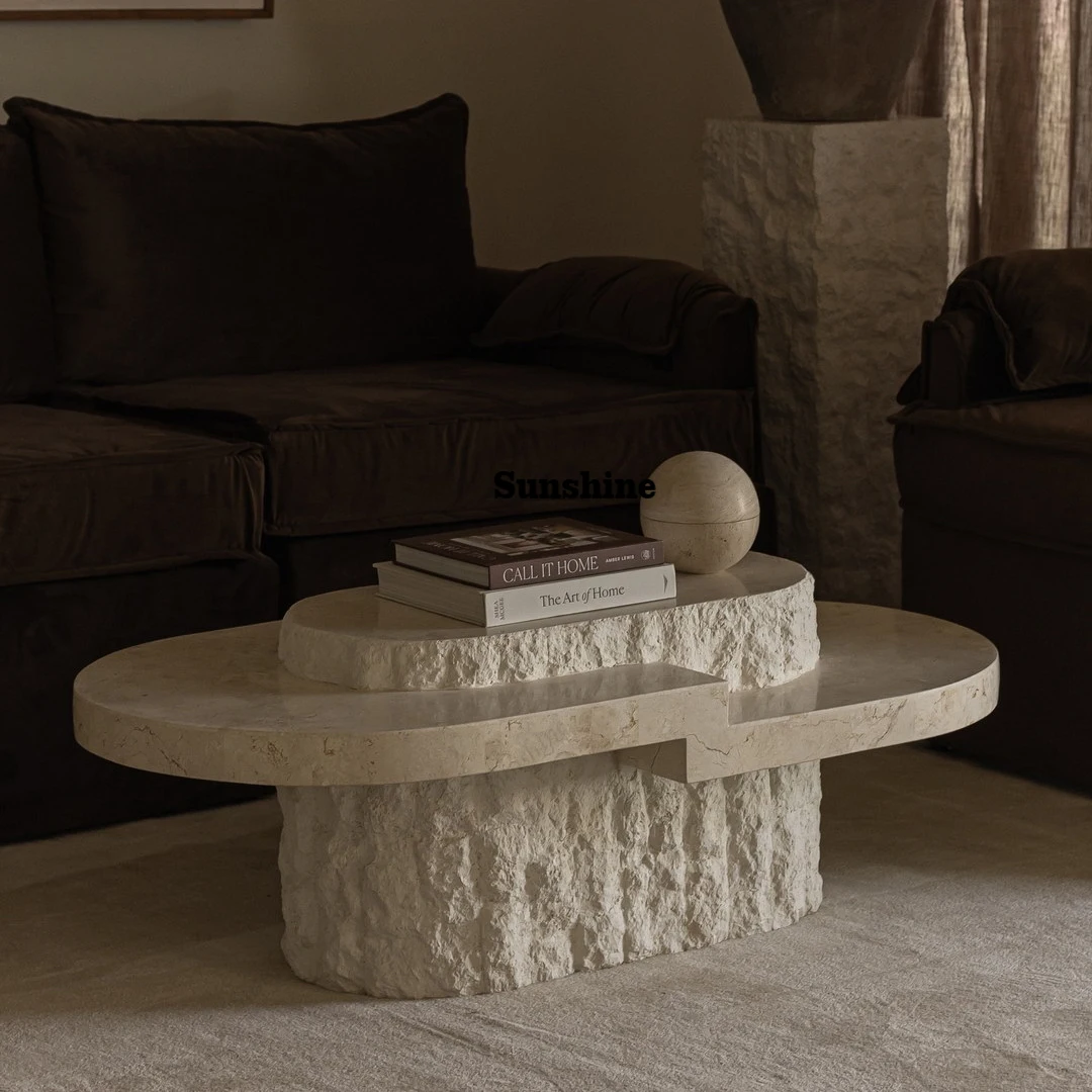 

Римский овальный стол ваби-саби, стекловолокно с каменным виглядом для бутика и выставочного зала, термостойкий и устойчивый к царапинам, художественный,