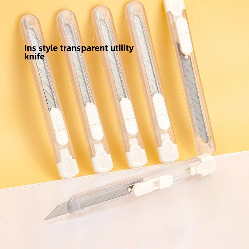 Ins Windless Transparent Small Art Knife Portable Paper Cutting Knife Simple Disassembly Express Student Art Sharpener