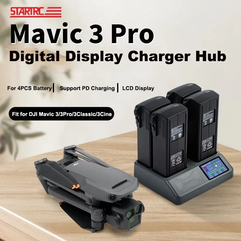 

STARTRC Charging Hub 4-Way Battery Charger For DJI Mavic 3 Pro/Classic Accessories LCD Digital Display Fast Charging Manager