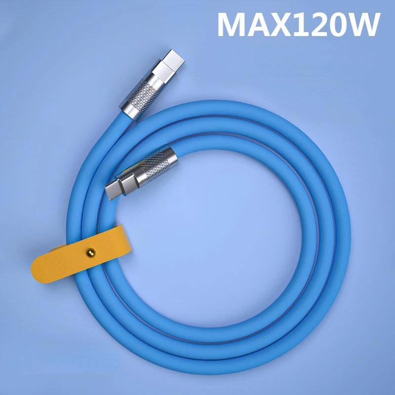 Cable de carga súper rápida, cargador tipo C a tipo c, 120W, 7A, Cable de silicona líquida de aleación de Zinc para Xiaomi, Huawei, OPPO, 1m, 1,5 m,