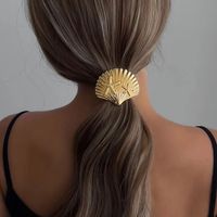 KunJoe Luxury Design High Elastic Hair Ring Gold Color Starfish Conch Thickened Hair Band for Women Elegant Durability Head Rope