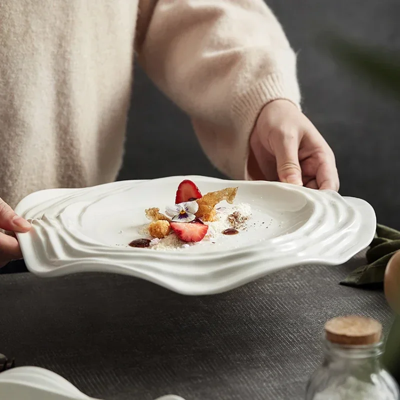 Special-shaped Ceramic Artistic Conception Dish Featured Hotel Western Food Steak Plate Pasta Plate Kitchen Fruit Salad Plate