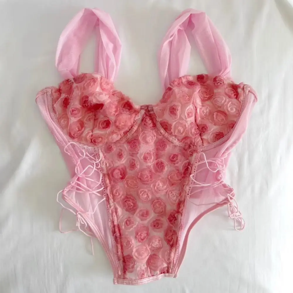 

Elegant Hollow Lace Flower Camisole Embroidery Transparent Lace Corset Sleeveless Tanks Suspender Vest Spring Summer