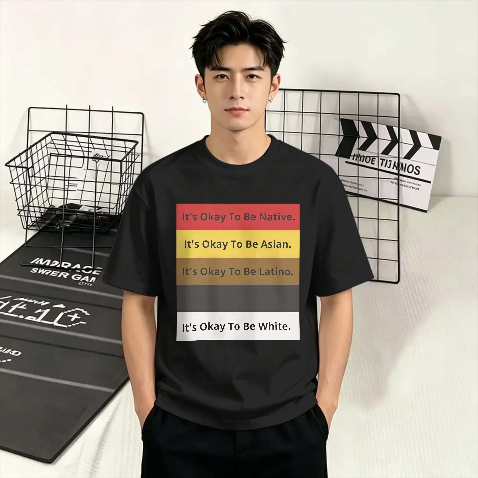 Men's T-Shirt Stop Racism It's Okay To Be Asian Black Arab Normal American Fashion Cotton Tees Short Sleeve  New Arrival
