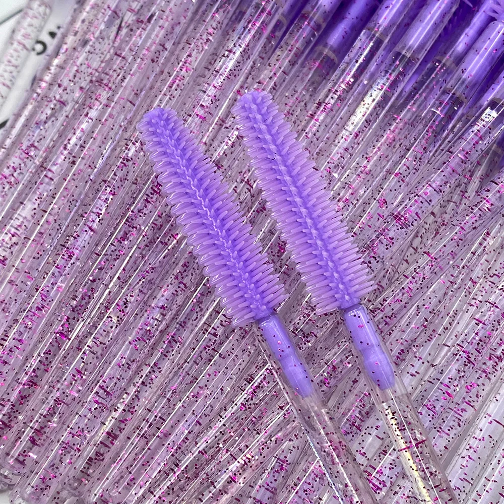Brosse à cils en Silicone cristal, baguettes à sourcils, applicateur, pinceaux de maquillage, Extension de cils, Spoolie, microbrosse, outil cosmétique, 50 pièces