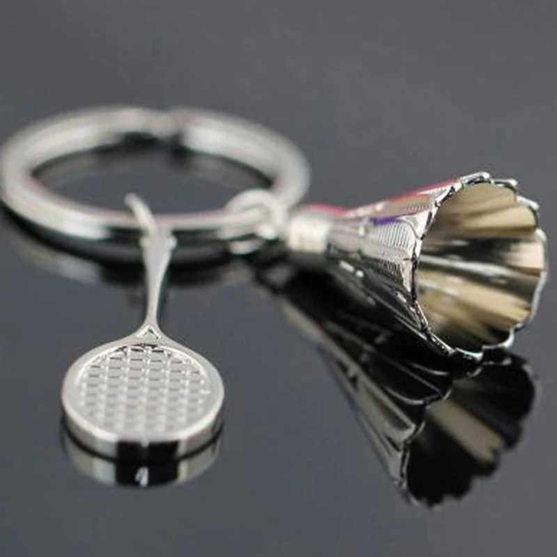 New Mode Style Creative gifts accessories Badminton and racket key chain shuttlecock keychain key ring For Birthday Gifts