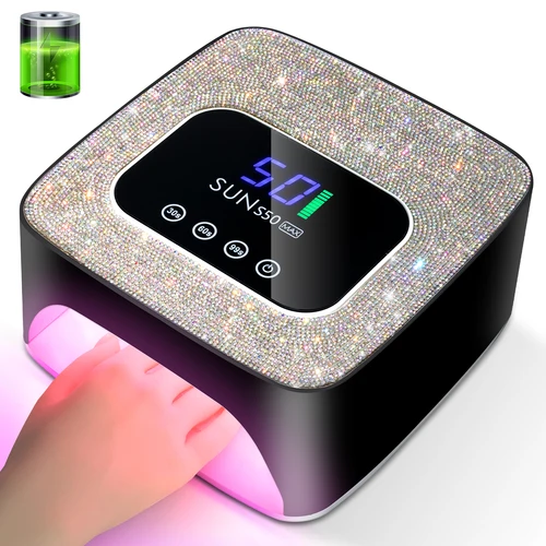 Lámpara de uñas UV recargable de 57LED para uñas, lámpara de curado de esmalte de Gel inalámbrica con equipo profesional de uñas de diamante, secador UV