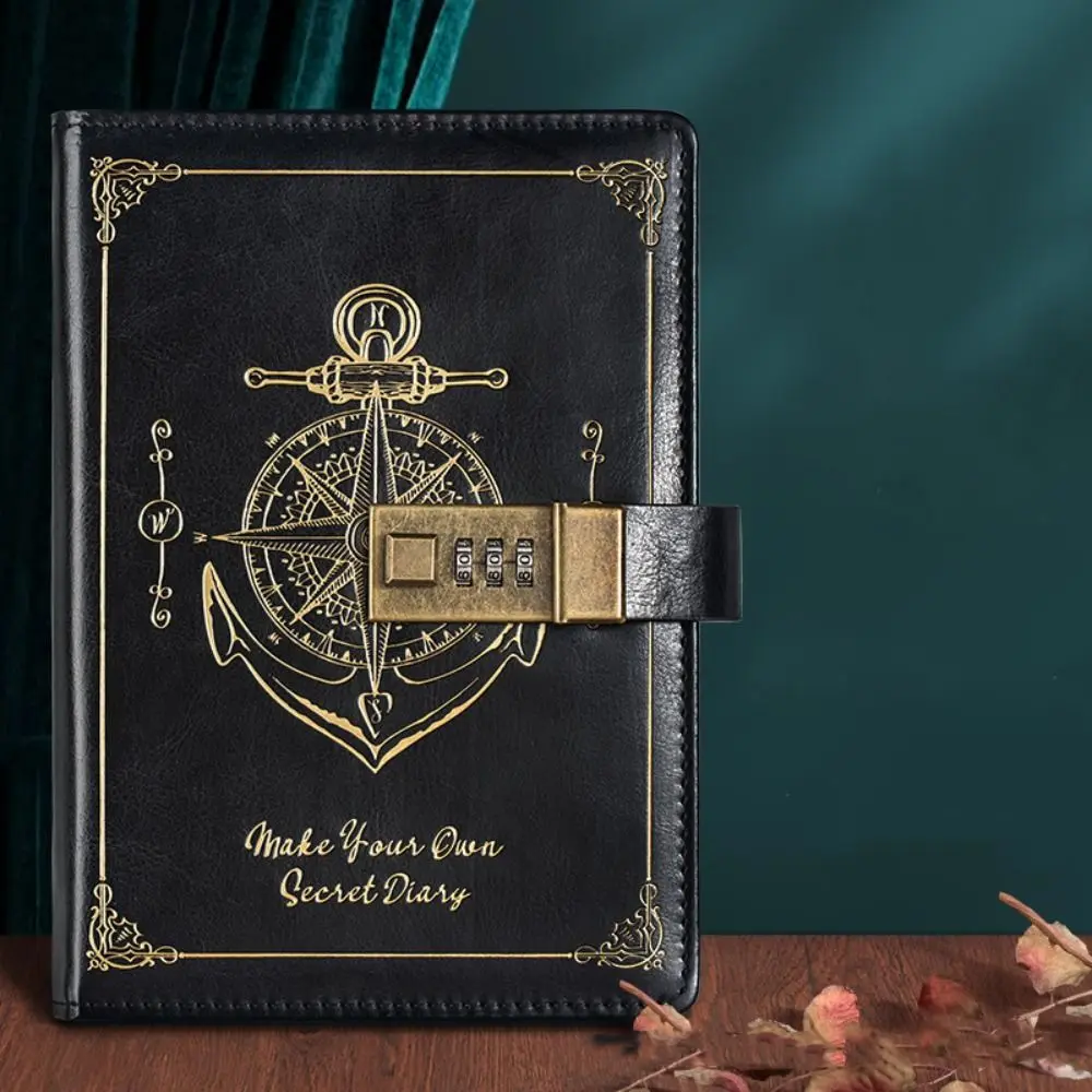 Unique Stationery Password Notebook Diary Book Protecting Secrets A5 Notebook with Lock Smooth Retro Travelers Journal Writing