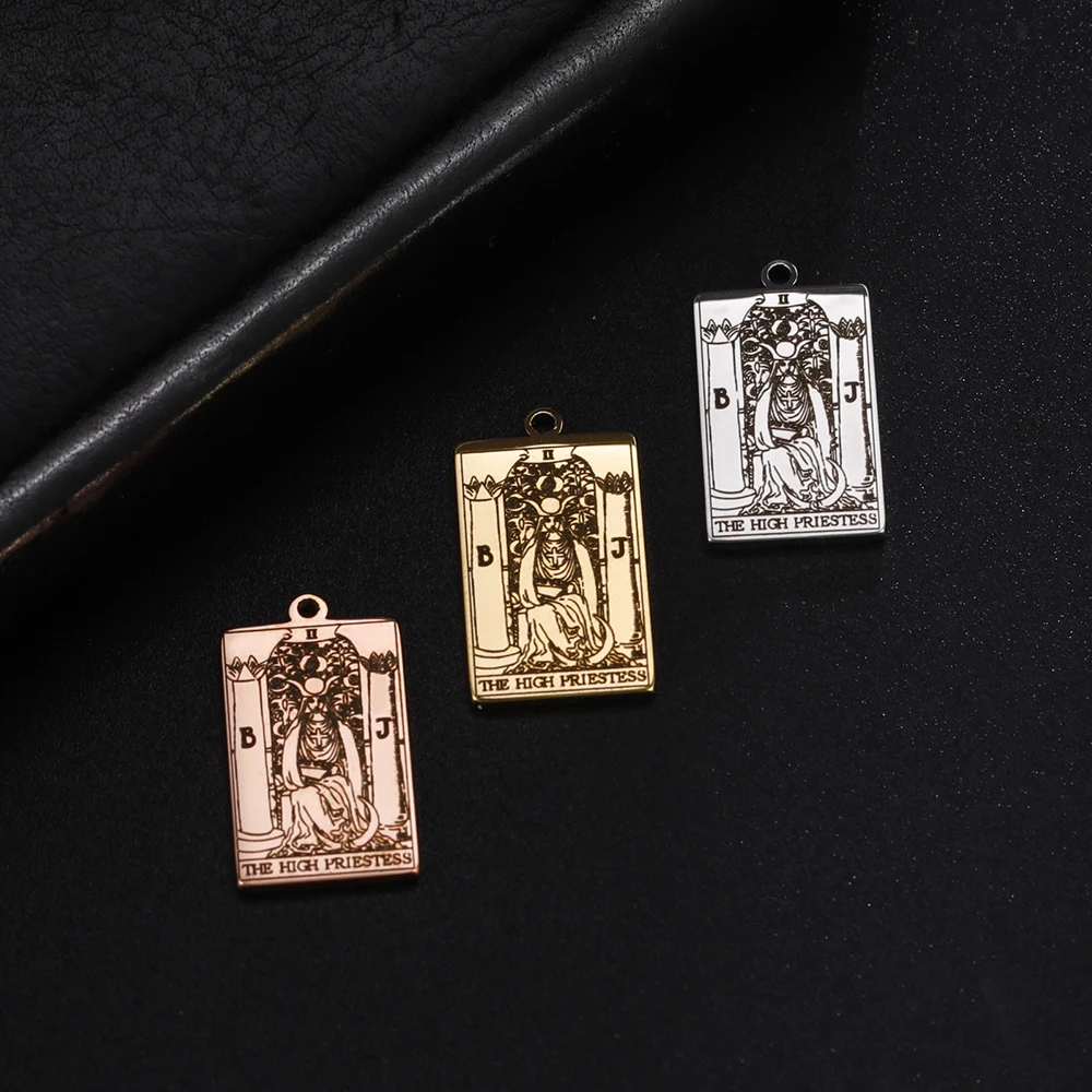 Dawapara Tarot-Kartenanhänger für die Schmuckherstellung, Astrologie, Tarotkarten, Major Arcana, magisches Amulett, Anhänger aus Edelstahl – Detail 14
