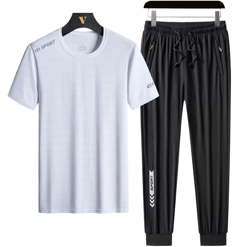 Trainingsanzug männer Set männer 2 stück Sets M-7XL 8XL 9XL Sommer Neue casual Kleidung Fitness Trainingsanzüge druck herren hosen set 83