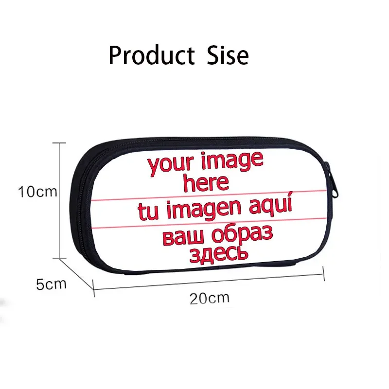 Estuches de cosméticos personalizados con su logotipo, nombre e imagen, estuche de lápices con patrón de dibujos animados, bolsa de papelería para