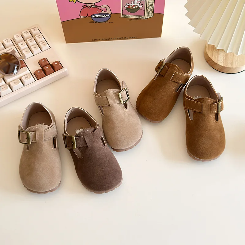 

Hot Selling Kid Leather Shoe Autumn Suede Girl Leather Shoe Retro Boy Girl Shoe Light Kid Shoes Versatile Women Shoes Wholesale