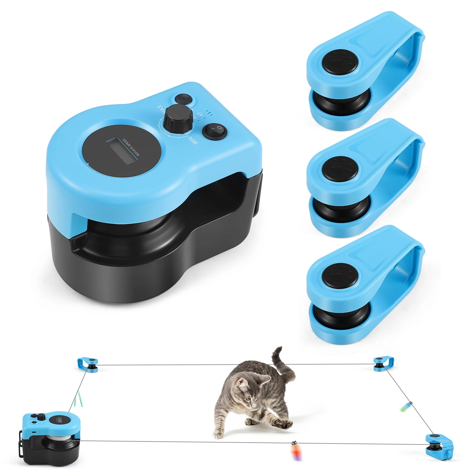 Kattenspeelgoed voor binnenkatten Interactief kattenspeelgoed Wieltrainer Nieuwe kattenloopband voor binnen Verstelbare snelheid Gesimuleerd jachtspeelgoed - afbeelding 1