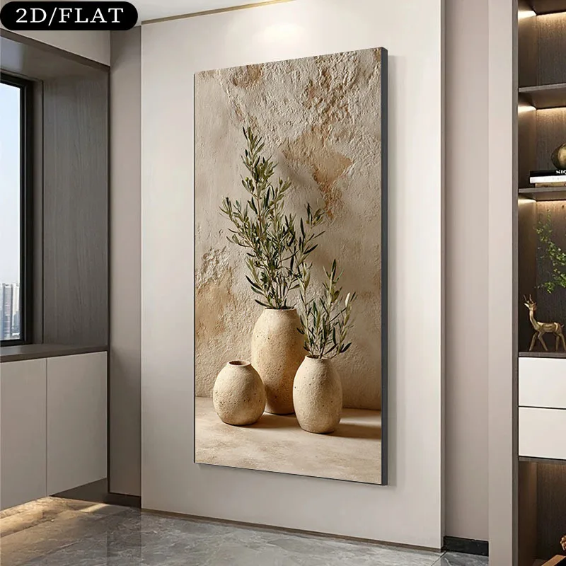 1pc frameless Canvas Painting 2D/Flat Large Modern Olive Branches Canvas Wall Art - Frameless Mediterranean Olive Tree Canvas Pr