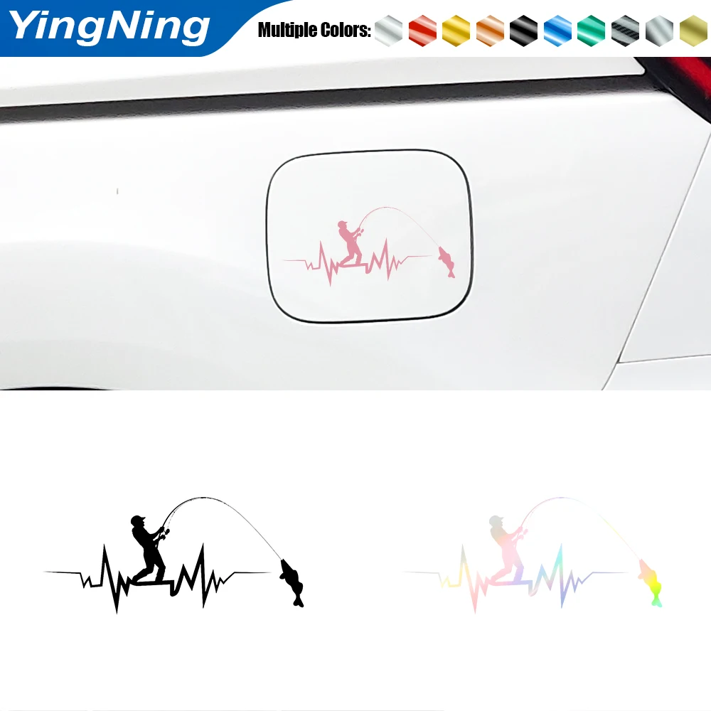

Creative Fishing Guy Pattern Auto Reflective Sticker Car Bumper Body Rear Window Decorative Decal Laser Car Sticker Accessories