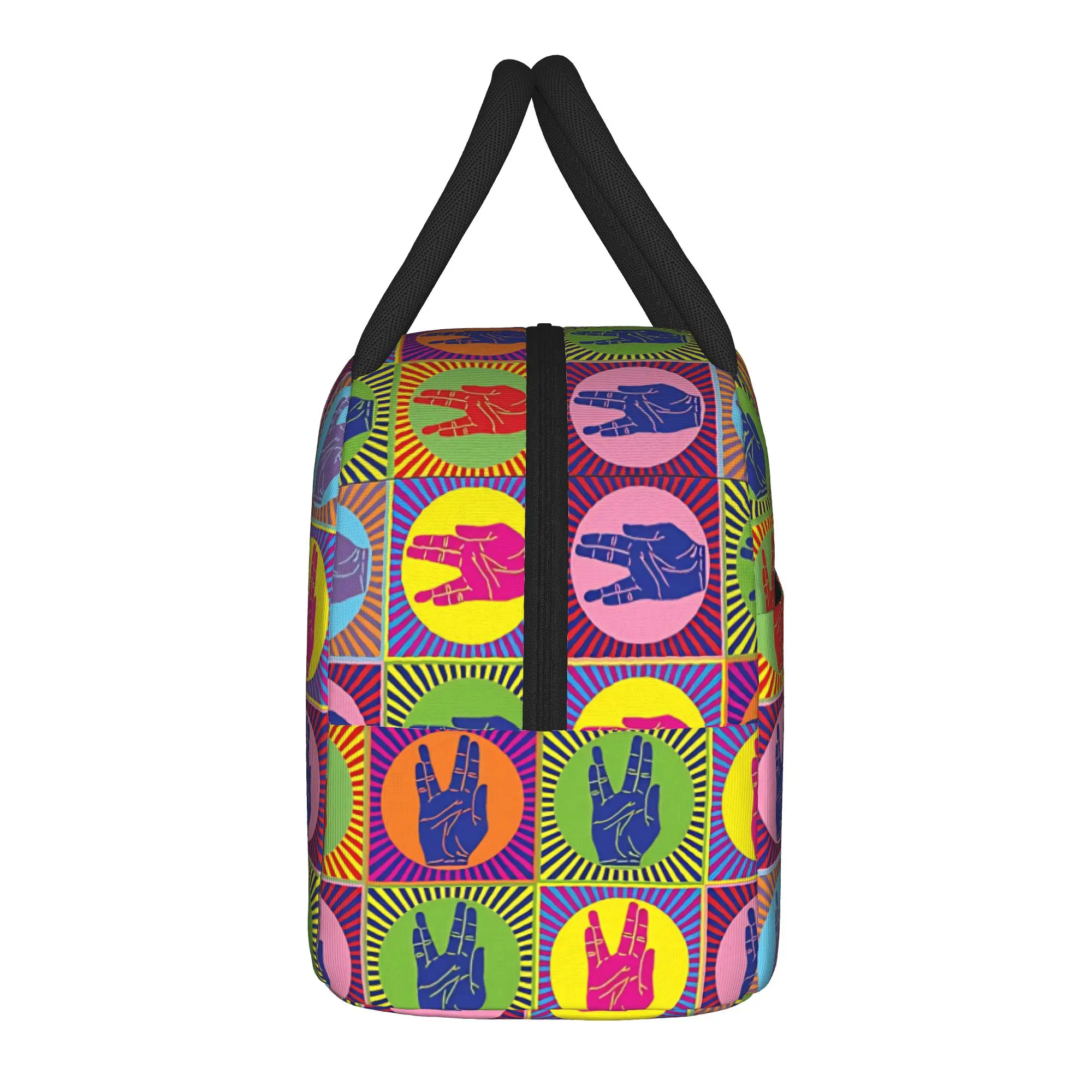 Stars Treks Spock Hand Pop Art Insulated Lunch Bag Cooler Bag Reusable,Meal Container Portable Tote Lunch Box Food Bag