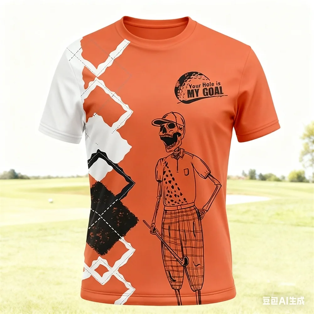 Outdoor Golf Ball Sports Men's T-Shirts Business Casual O-neck Short Sleeve Tops Fashion Comfortable Golf Wear Unisex Clothing