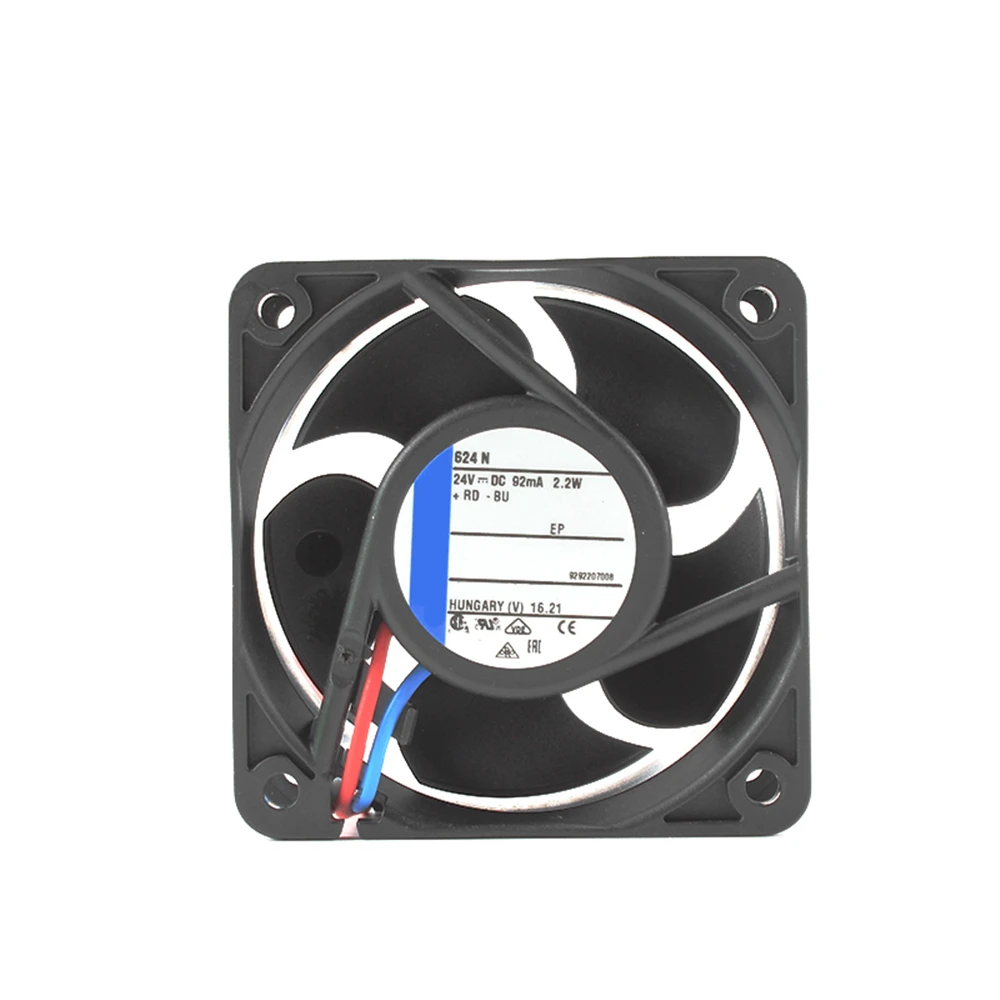 Cooling Fan 624N 624 N DC 24V 92mA 2.2W 6100RPM 6025 60x60x25mm 2-Wire