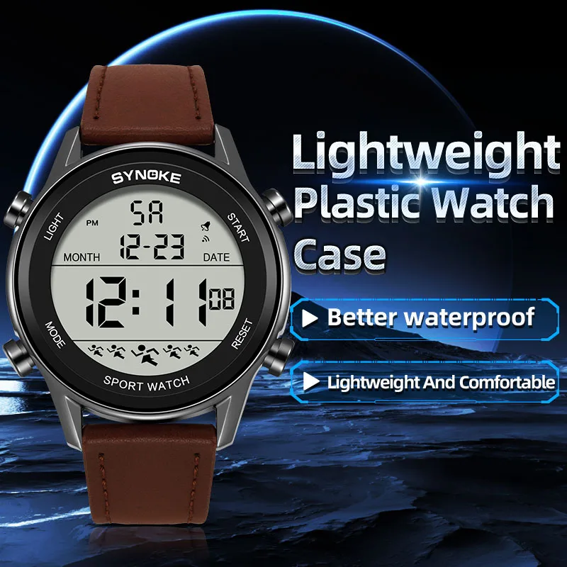 ساعة رياضية للرجال في الهواء الطلق من SYNOKE ، متعددة الوظائف ، مقاومة للماء ، شاشة كبيرة ، LED مضيئة ، حزام رقمي ، موضة #4